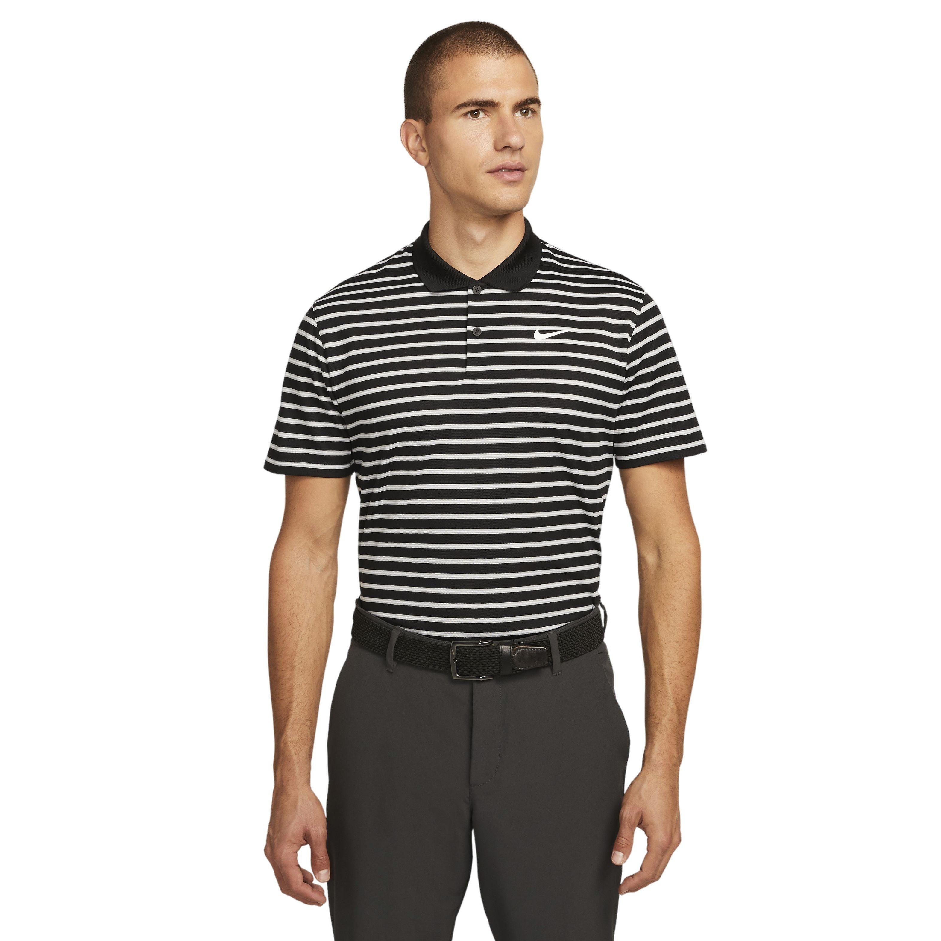 Nike Men's Dri-FIT Victory Striped Golf Polo -Black/White